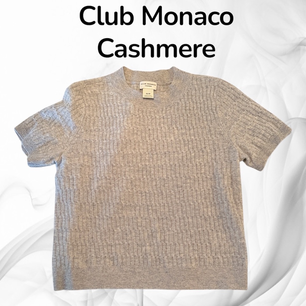CLUB MONACO - Grey Cashmere Shot-Sleeve Sweater - XS